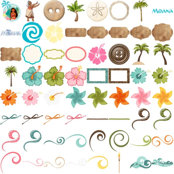 Moana Kit Digital Scrapbook Png Impressão Ilustrações Artes