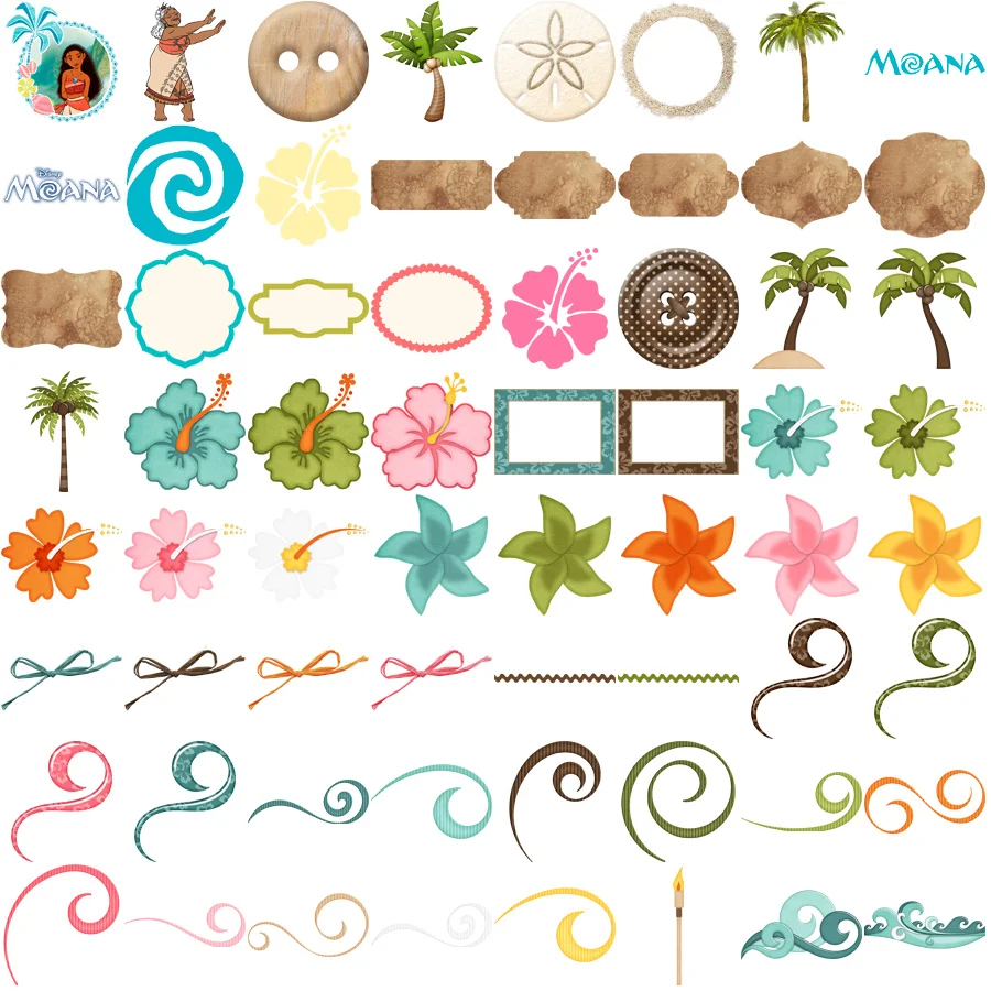 Moana Kit Digital Scrapbook Png Impressão Ilustrações Artes