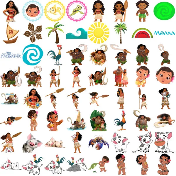 Moana Kit Digital Scrapbook Png Impressão Ilustrações Artes