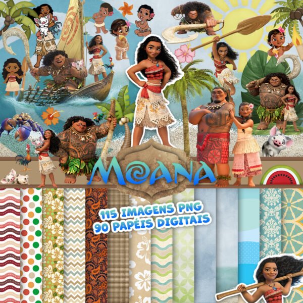 Moana Kit Digital Scrapbook Png Impressão Ilustrações Artes