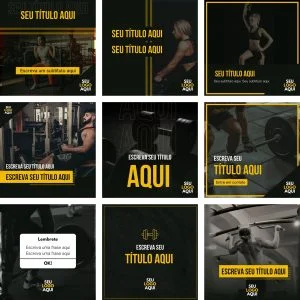 Modelos Canva Academia 10 Templates Editáveis + Bônus 29 Modelos Canva Academia 10 Templates Editáveis + Bônus