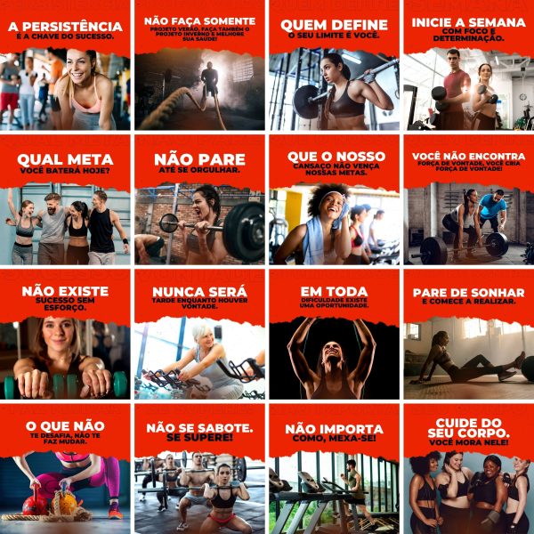 Modelos Canva Academia Personal Trainer 200 Templates Editáveis + Legendas