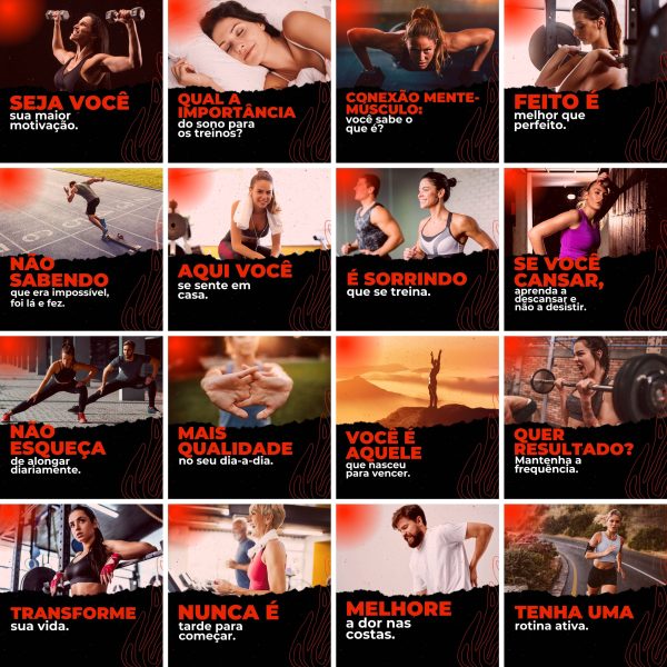 Modelos Canva Academia Personal Trainer 200 Templates Editáveis + Legendas