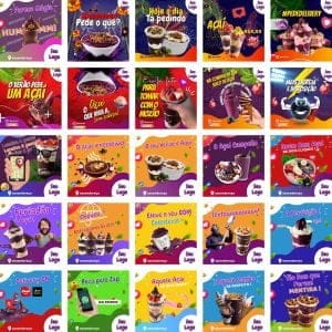 Modelos Canva Açaí 200 Templates Editáveis + Bônus