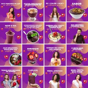 Modelos Canva Açaí 200 Templates Editáveis + Legendas