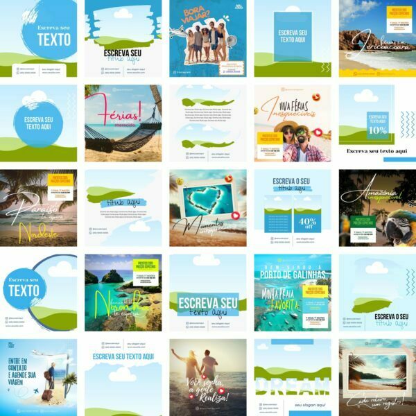 Modelos Canva Agência de Turismo Viagens 50 Templates Editáveis + Bônus