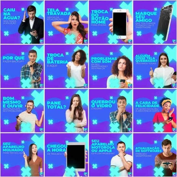 Modelos Canva Assistência Técnica Celular 200 Templates Editáveis + Legendas