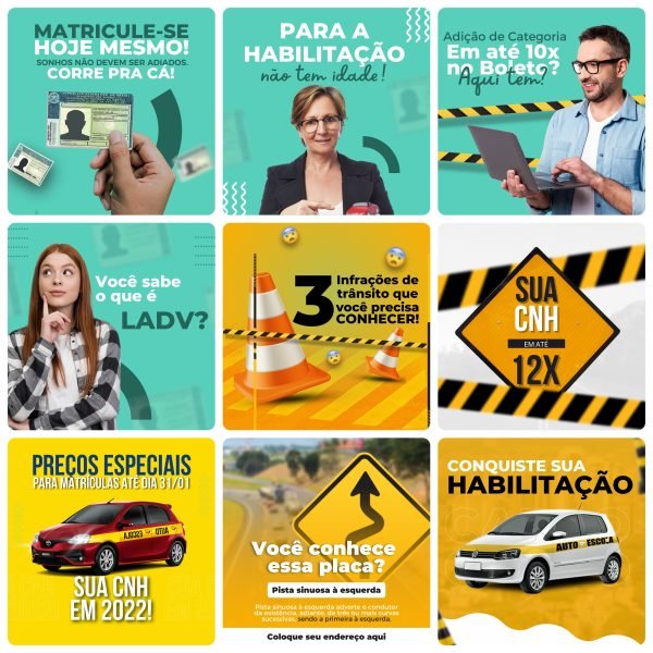 Modelos Canva Auto Escola 26 Templates Editáveis + Bônus