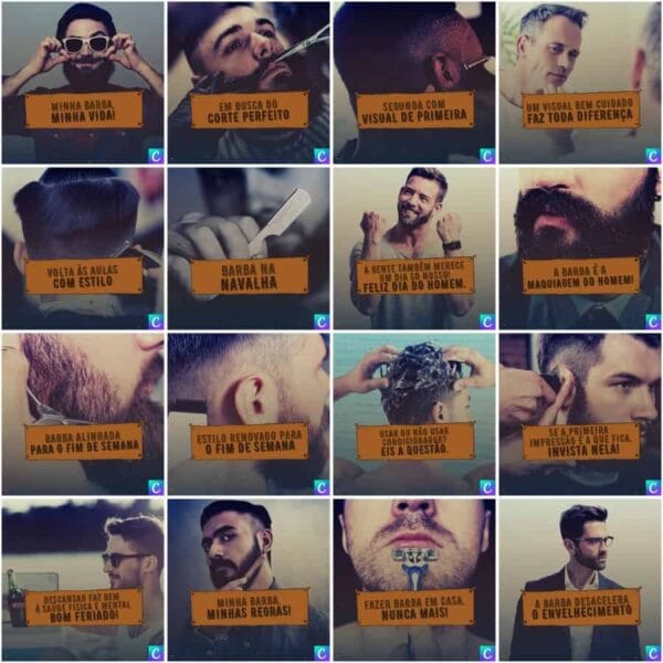 Modelos Canva Barbearia 200 Templates Editáveis + Legendas