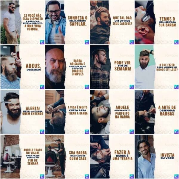 Modelos Canva Barbearia 200 Templates Editáveis + Legendas