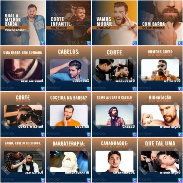 Modelos Canva Barbearia 200 Templates Editáveis + Legendas