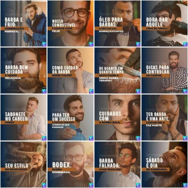 Modelos Canva Barbearia 200 Templates Editáveis + Legendas