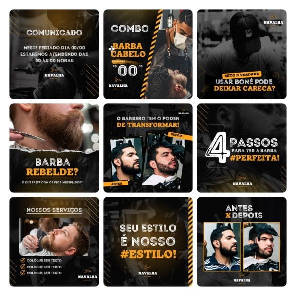 Modelos Canva Barbearia 30 Templates Editáveis + Bônus