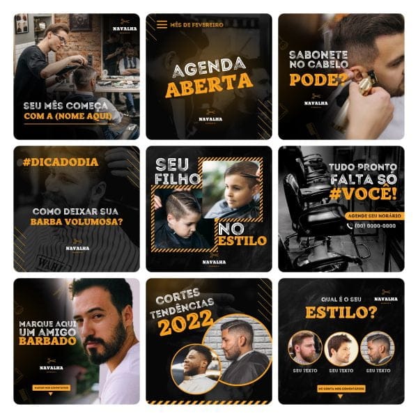 Modelos Canva Barbearia 30 Templates Editáveis + Bônus