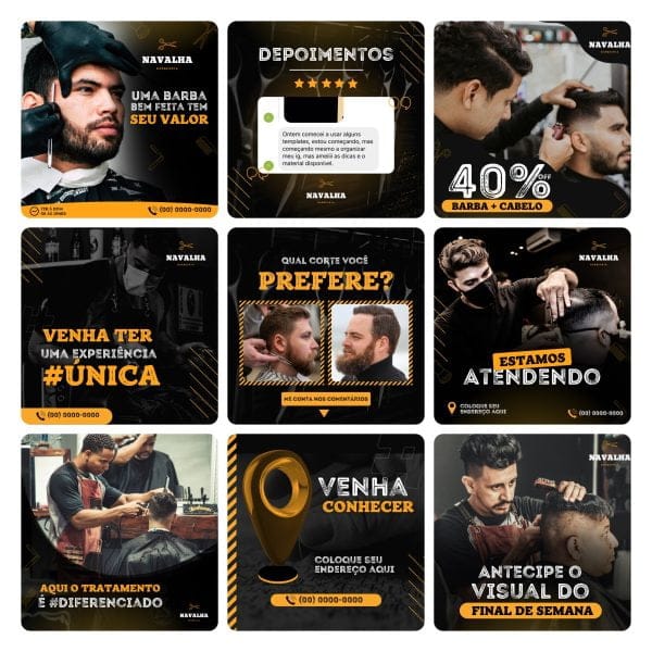 Modelos Canva Barbearia 30 Templates Editáveis + Bônus