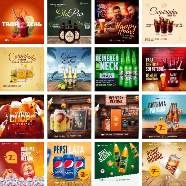 Modelos Canva Bebidas 3.0 20 Templates Editáveis + Bônus