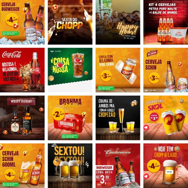 Modelos Canva Bebidas Bar Cervejaria 30 Templates Editáveis + Bônus