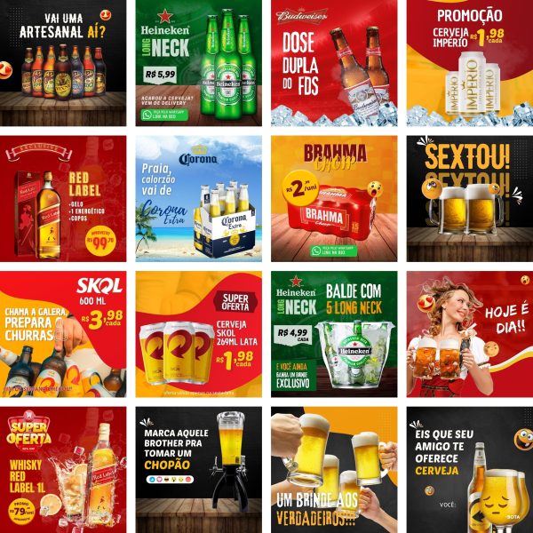 Modelos Canva Bebidas Bar Cervejaria 30 Templates Editáveis + Bônus