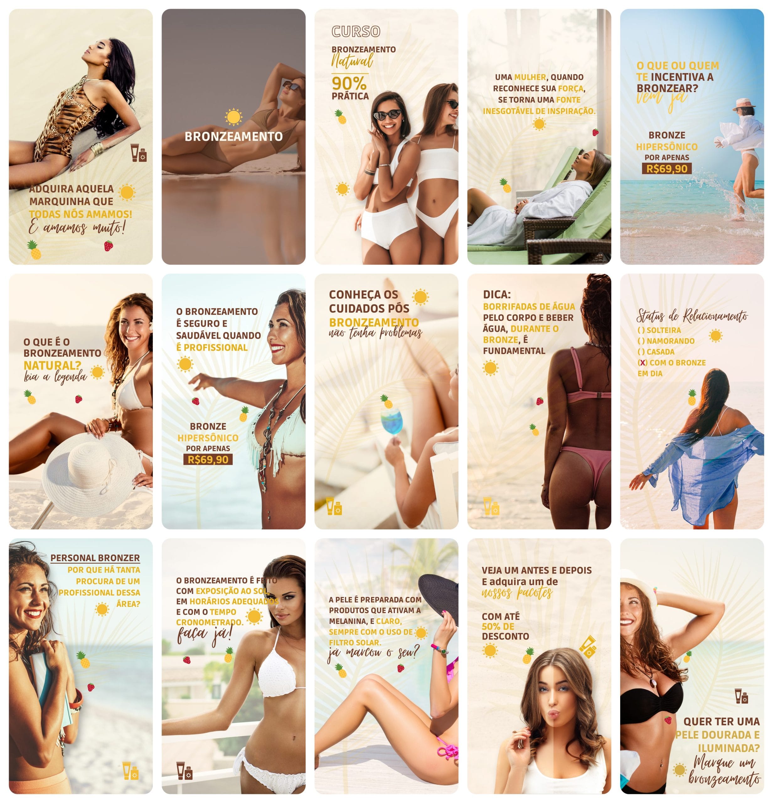 Modelos Canva Bronzeamento 29 Templates Editáveis Storie + Bônus 1 Modelos Canva Bronzeamento 29 Templates Editáveis Storie + Bônus