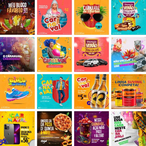 Modelos Canva Carnaval 45 Templates Editáveis + Bônus