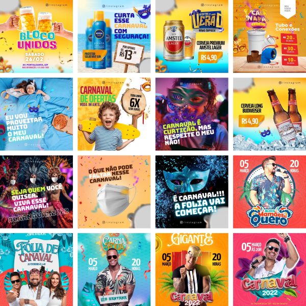 Modelos Canva Carnaval 60 Templates Editáveis + Bônus