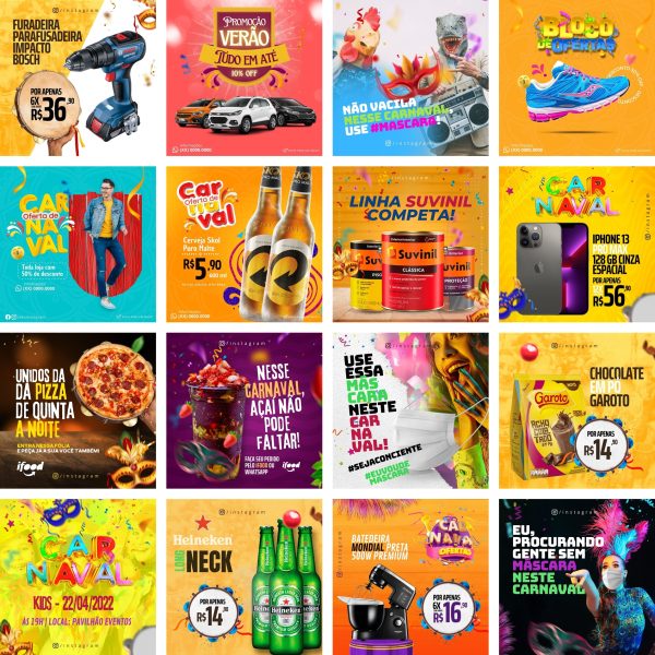 Modelos Canva Carnaval 60 Templates Editáveis + Bônus