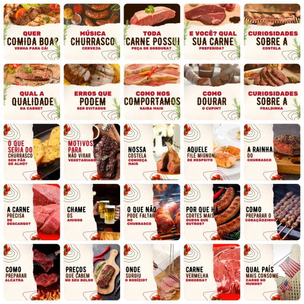 Modelos Canva Churrascaria 200 Templates Editáveis + Legendas