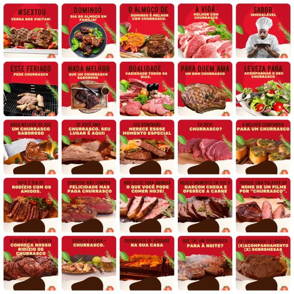 Modelos Canva Churrascaria 200 Templates Editáveis + Legendas