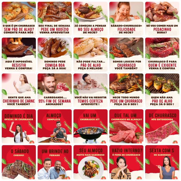 Modelos Canva Churrascaria 200 Templates Editáveis + Legendas