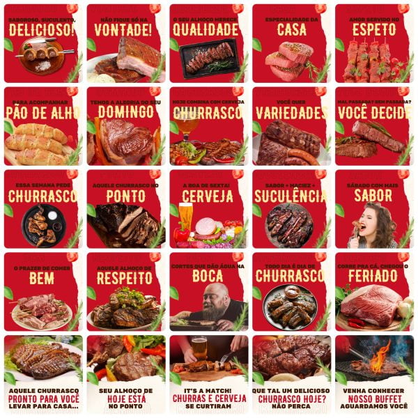 Modelos Canva Churrascaria 200 Templates Editáveis + Legendas