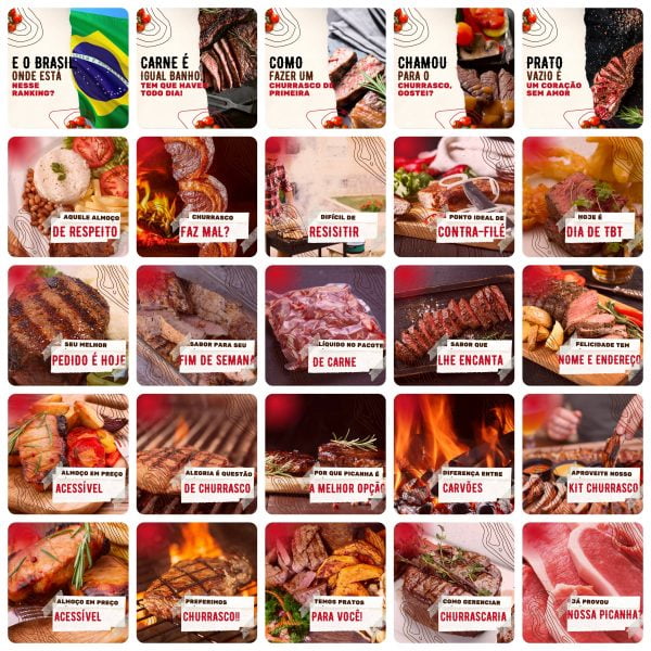 Modelos Canva Churrascaria 200 Templates Editáveis + Legendas