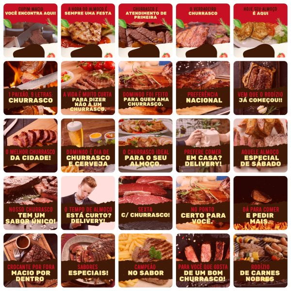 Modelos Canva Churrascaria 200 Templates Editáveis + Legendas