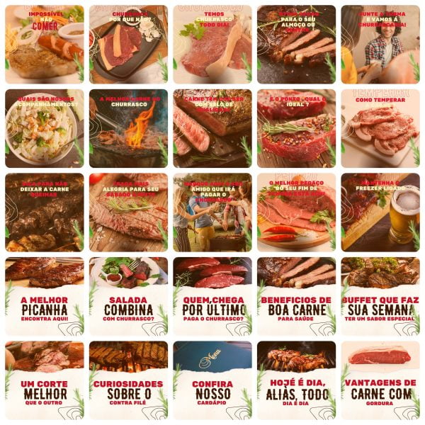 Modelos Canva Churrascaria 200 Templates Editáveis + Legendas