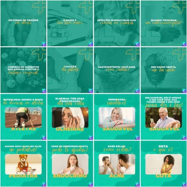 Modelos Canva Clinicas Medica 200 Templates Editáveis + Legendas