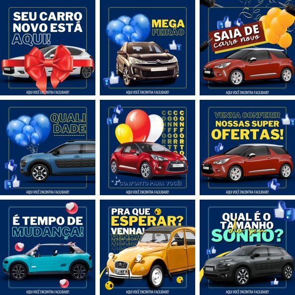 Modelos Canva Concessionária Venda de Carros 3.0 10 Templates Editáveis + Bônus