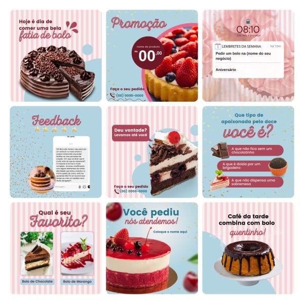 Modelos Canva Confeitaria 30 Templates Editáveis + Bônus