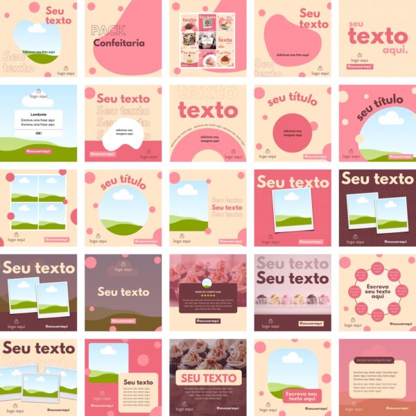 Modelos Canva Confeiteira Bolos 24 Templates Editáveis + Bônus