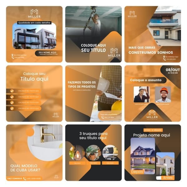 Modelos Canva Construtora 30 Templates Editáveis + Bônus