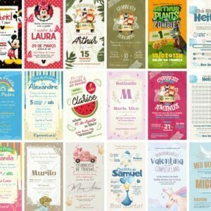 Modelos Canva Convites Infantis 30 Templates Editáveis