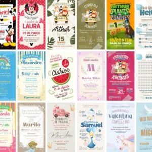 Modelos Canva Convites Infantis 30 Templates Editáveis