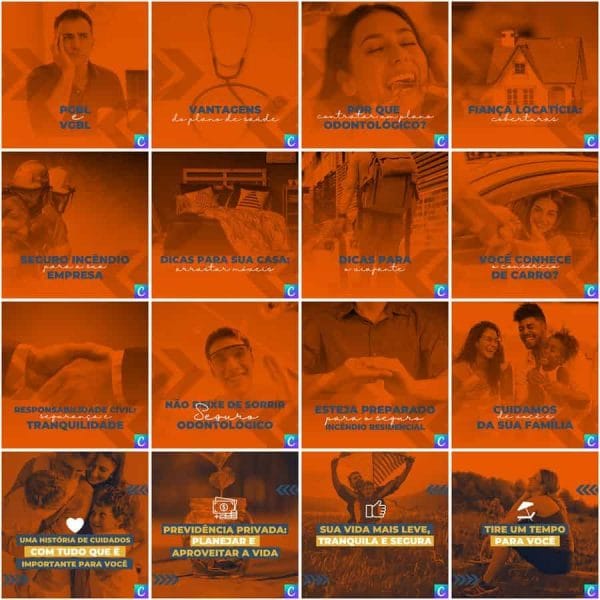Modelos Canva Corretora de Seguros 200 Templates Editáveis + Legendas
