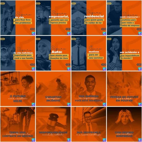 Modelos Canva Corretora de Seguros 200 Templates Editáveis + Legendas