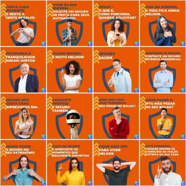 Modelos Canva Corretora de Seguros 200 Templates Editáveis + Legendas