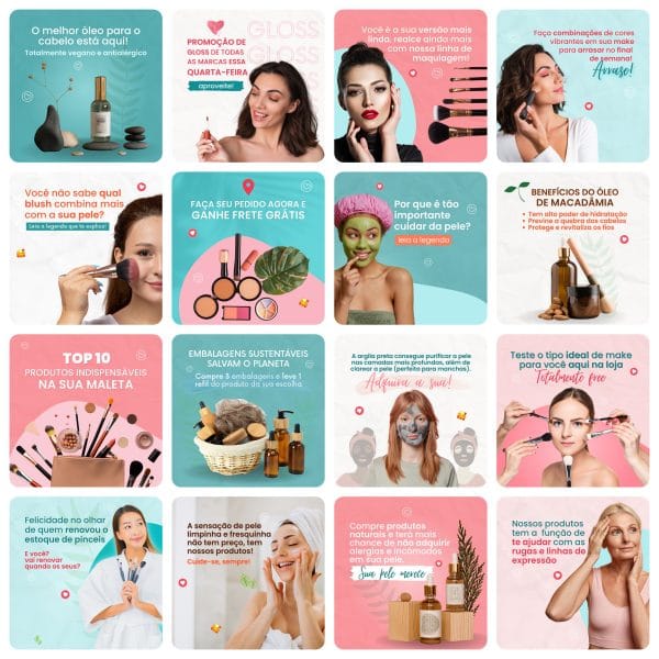 Modelos Canva Cosmético 30 Templates Editáveis + Bônus