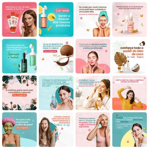 Modelos Canva Cosmético 30 Templates Editáveis + Bônus