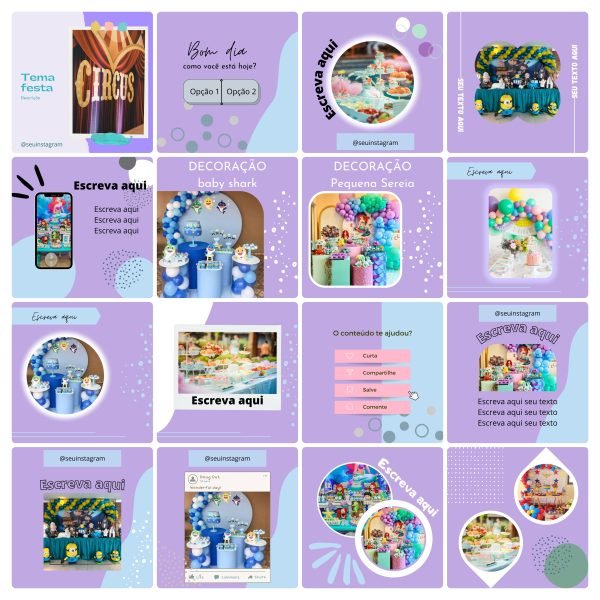 Modelos Canva Decoração de Festas 65 Templates Editáveis + Bônus