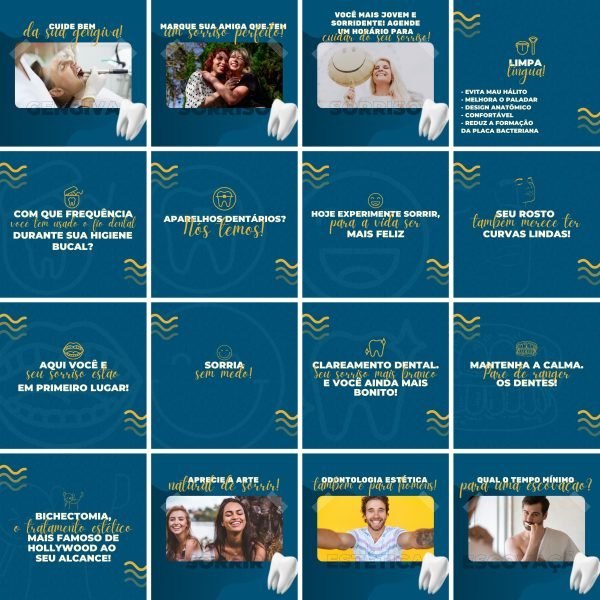 Modelos Canva Dentista Odonto 200 Templates Editáveis + Legendas