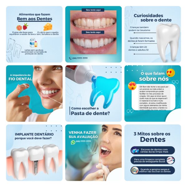 Modelos Canva Dentista Odonto 30 Templates Editáveis + Bônus