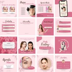 Modelos Canva Design de Sobrancelhas 70 Templates Editáveis + Bônus