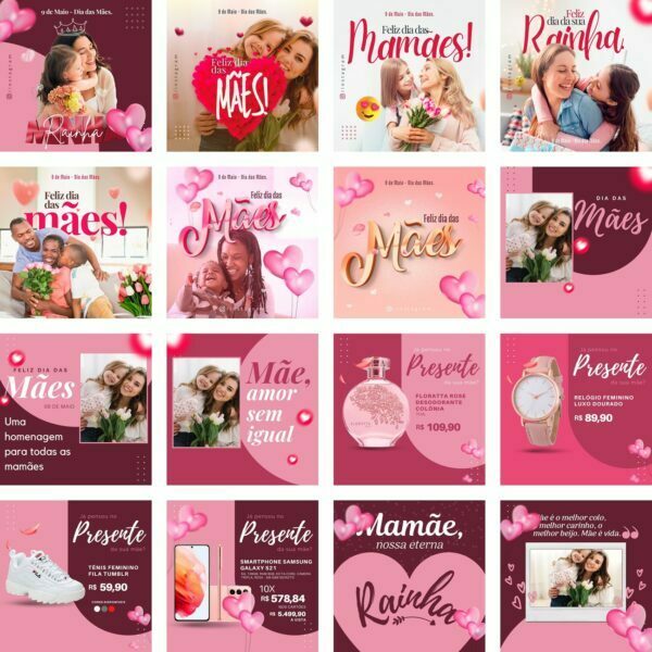 Modelos Canva Dia das Mães 42 Templates Editáveis + Bônus